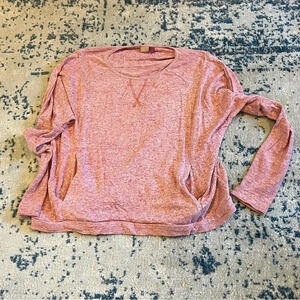 Roxy scoop neck slub knit long sleeve pull over with pockets medium pink / red